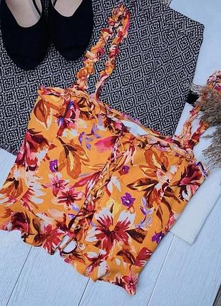 Літній топ h&m xs короткий топ з шнурівкою помаранчевий топ