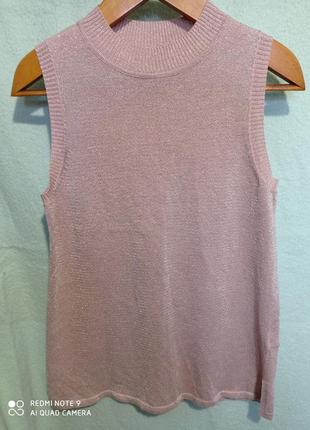 2 нарядная вискозна красивая мягкая нюдовая кофточка без рукавов вискоза с  люрексовой нитью віскоза