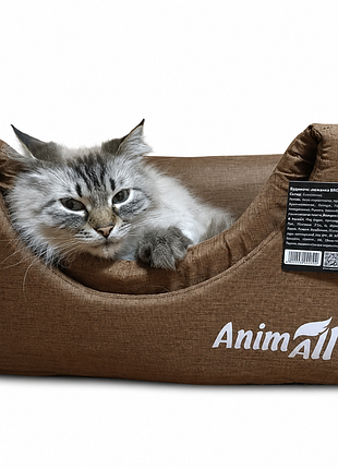 Будиночок-лежанка для котів і собак animall 43х43х41 см сірий  коричневий лежанка для кота будиночок жлч кота лежак для собак