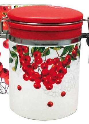Банка керам. для сип. прод. 0,75л калина красная (d-9,5см, h-11) 629-14 тм snt