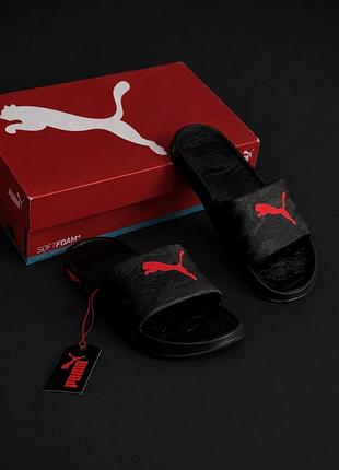 Puma slide black — стильні чоловічі шльопанці | must have літа | топ продажів мужские тапочки мужские шльопанцы 39-46