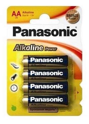 Батарейка лужна lr6/aa alkaline power (bronze) 4шт (блістер) тм panasonic