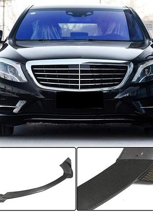 Накладка на передній бампер lip (для amg-line 2014-2017, карбон) для mercedes s-сlass w222 рр