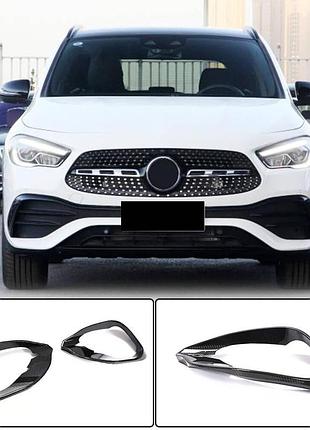 Накладки на передній бампер v1 (для amg/amg-line, карбон) для mercedes gla h247 2020- рр