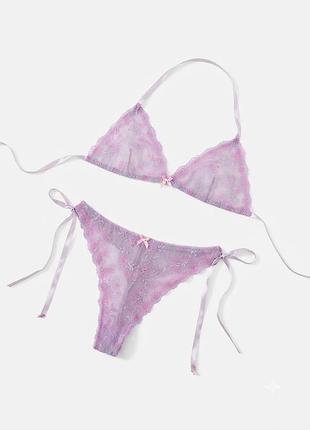 Нежный кружевной комплект белья lilac с бюстгальтером и стрингами 💜✨