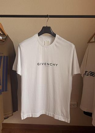 Givenchy paris reverse logo oversized white tee футболка