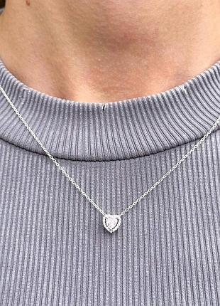 Серебряное ожерелье «розовое сердце»