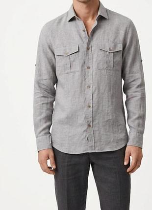 Льняная рубашка massimo dutti в стиле сафари (100% linen) - размер s
