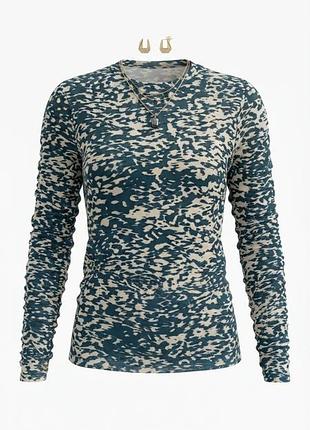 Стильный синий лонгслив сетка h&m с принтом, размер uk m 💙✨