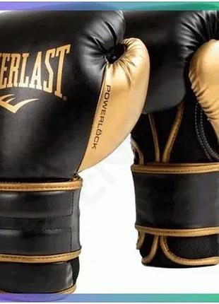 Боксерські рукавиці everlast powerlock 2 чорні золоті 16 унцій унісекс для тренувань та боксу sku_p00002665