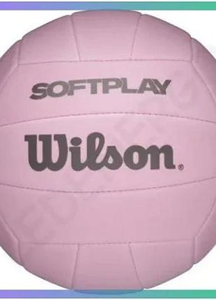 Волейбольний м'яч wilson soft play рожевий 18 панелей синтетична шкіра для гри у волейбол унісекс sku_wv4008805xbof