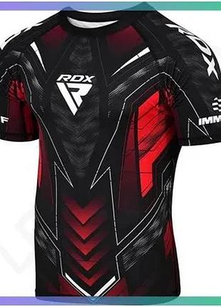 Компрессионная футболка rdx compression shirt half sleeves immaf-1 черная красная l для мма спортсмено sku_csh-imf-1r