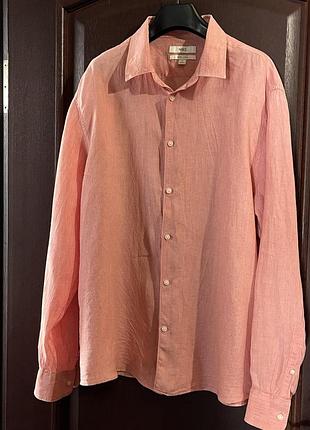 Льняна персикова сорочка m&s xl