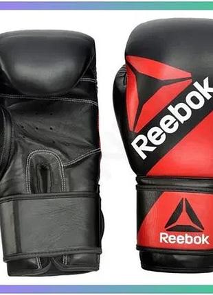 Боксерські рукавиці reebok combat leather чорні червоні 10 унцій для чоловіків бокс рукавички sku_rscb-10110rd-10