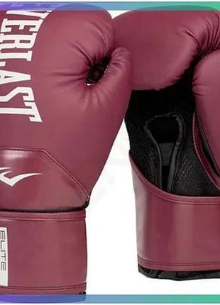 Боксерские рукавички everlast elite 2 бордовые 12 унций для тренировок и защиты рук sku_p00003301