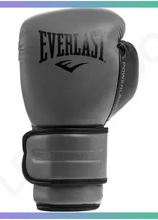 Боксерські рукавиці everlast powerlock 2r training glove 12 унцій сірі чорні для тренувань боксу та мм sku_p00002305
