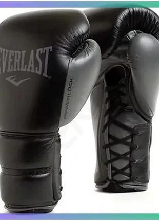 Боксерські рукавиці everlast powerlock 2 pro training чорні 12 унцій шкіряні для тренування унісекс sku_p00002365