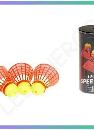Набір воланів speedminton tube fun 3 шт червоні для спідмінтону волани для дітей та початківців sku_400221