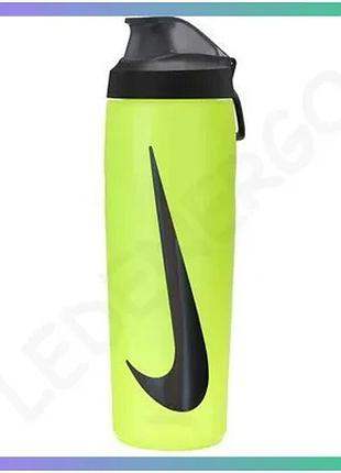 Пляшка для воды nike refuel locking lid 709 мл лимонная черная спортивная бутылка для бега sku_n.100.7668.705.24