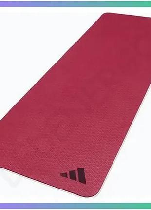 Килимок для йоги adidas yoga mat бордовий 183 см 61 см 6 мм антиковзкий екологічний фітнес килимок sku_adyg-10002cb