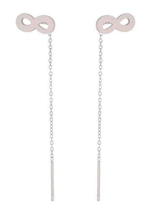 Серьги протяжки ttm stainless steel родий знак бесконечности с цепочкой 6,6см (334443) тм xuping
