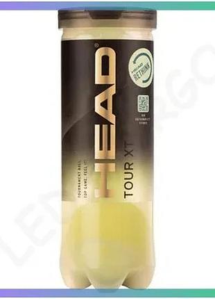 М'ячі для тенісу head tour xt 3 ball жовті для хардових кортів унісекс 3 шт. для гри в теніс sku_570823