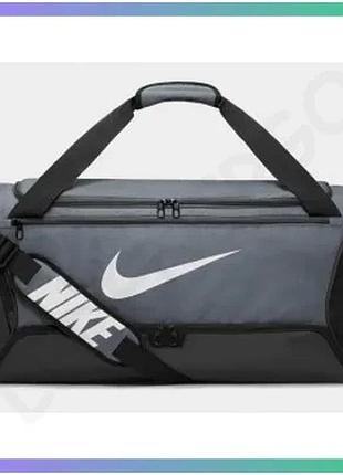 Спортивная сумка nike brsla m duff 60l серый черный для путешествий и тренировок 63,5х30,5х30,5 см sku_dh7710-068
