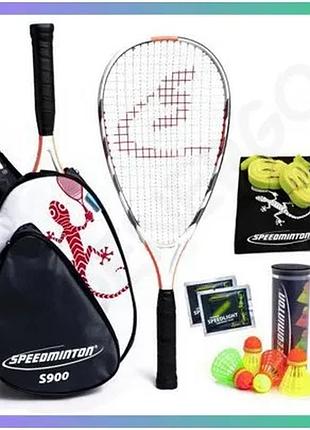 Набір для спідмінтону speedminton s900 set 2 ракетки тубус 5 воланів світлові вставки для гри на відкр sku_400093