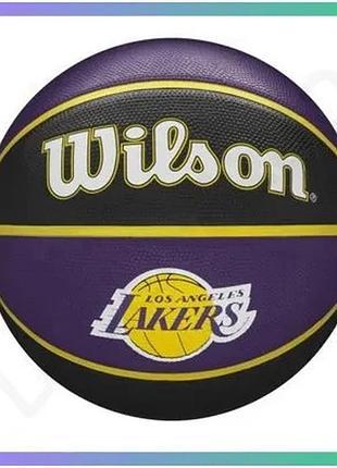 Баскетбольний м'яч wilson nba team tribute la lakers чорний фіолетовий для гри на вулиці та в залі sku_wtb1300xblal