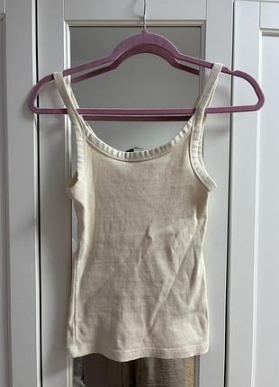 Кремова майка в рубчик h&m