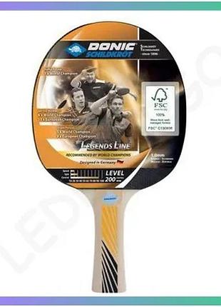 Ракетка для настольного тенниса donic legends 200 fsc для базовой игры с ручкой control sku_705221