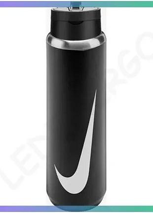 Пляшка nike recharge straw 709 мл черная из нержавеющей стали для воды спортивная бутылка для активног sku_n.101.3795.091.24
