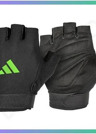 Рукавички для тренинга adidas essential adjustable gloves черные зеленые l унисекс для фитнеса и спорт sku_adgb-12455-nl
