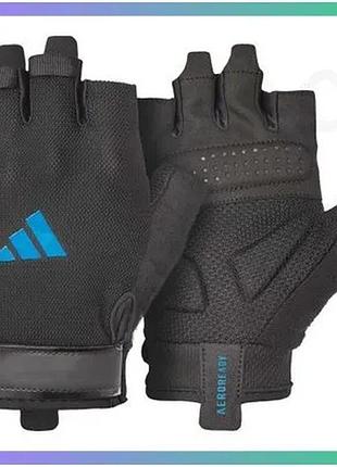 Рукавички для тренировки adidas essential training gloves l с защитой для рук черные и синие sku_adgb-15003bl