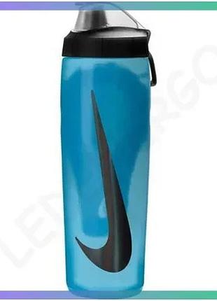 Пляшка для води nike refuel 709 мл синя біла чорна з кришкою для зручного зволоження унісекс sku_00000040596