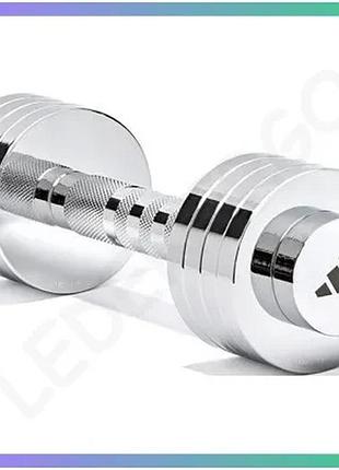 Регульована гантель adidas adjustable chrome 1-5 кг для тренувань унісекс зі сталі з хромованим покрит sku_adwt-11400