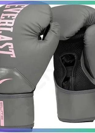Боксерські рукавиці everlast elite 2 сірі рожеві 14 унцій для тренувань та захисту рук боксерів sku_p00003312