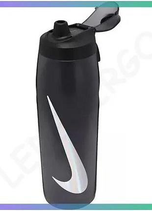 Пляшка nike refuel 946 мл с крышкой для бега антрацит черная спортивная бутылка для воды sku_n.100.7670.054.32