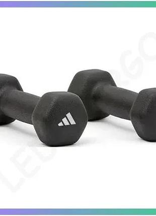 Гантелі adidas dumbbells чорні 3 кг неопренові для тренувань зміцнення м'язів спортивний інвентар sku_adwt-11403-nl
