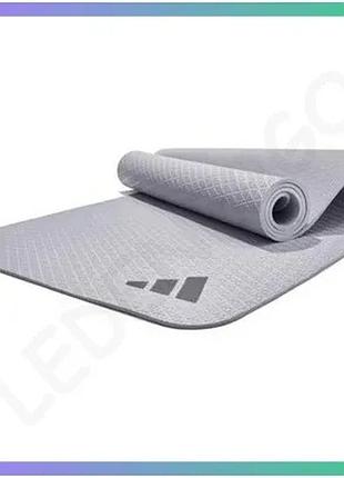 Килимок для йоги adidas yoga mat серый 183 см 61 см 6 мм антискользящий для фитнеса и тренировок sku_adyg-10002sv