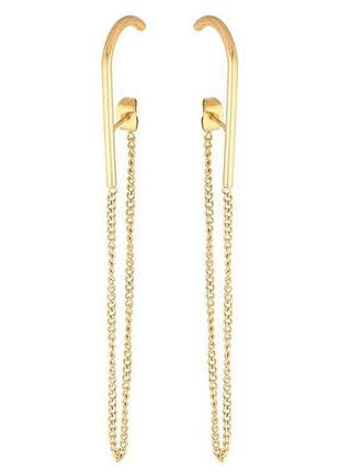 Серьги пусеты ttm stainless steel 14k подвески с цепочками (340069) 6,5см тм xuping