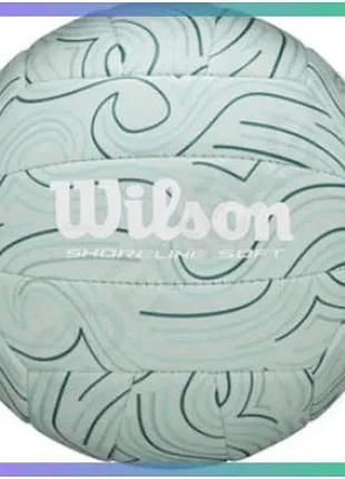 Волейбольний м'яч wilson shoreline soft зелений синтетична шкіра для гри у волейбол унісекс sku_wv4007401xbof