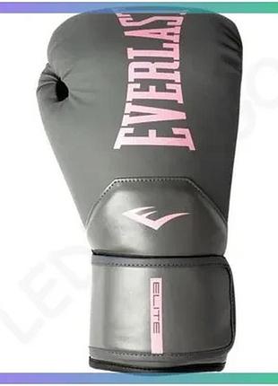 Боксерские рукавички everlast elite 2 12 унций серые розовые для тренировок и боя sku_p00003311
