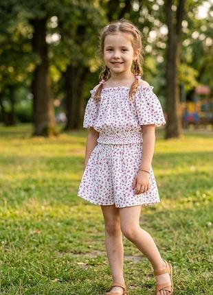Костюм для дівчинки топ+ шорти спідниця