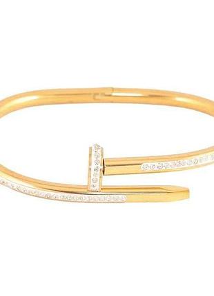 Браслет нержавіюча сталь 14к цвях з написом cartier та кристаллами ø6см (350357) тм xuping