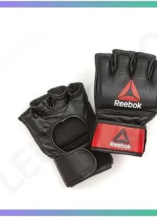 Рукавички для тренінгу reebok mma gloves leather чорні червоні xl шкіряні для бійців унісекс sku_rscb-10340rdbk