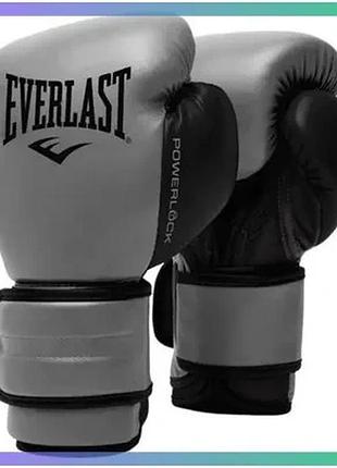 Боксерские перчатки everlast powerlock 2r training glove серые черные 10 унций для тренировки унисекс sku_p00002304