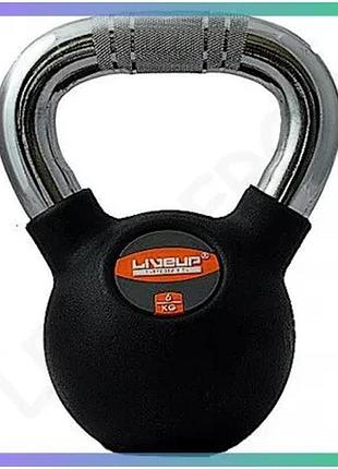 Гиря в гумовій оболонці 6кг rubber kettel dumbell чорна для силових тренувань і збільшення м'язової ма sku_00000027577