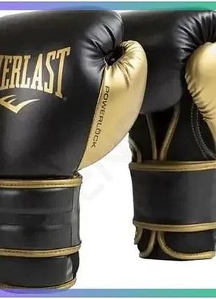 Боксерські рукавиці everlast powerlock 2r чорні золоті 12 унцій для боксу тренувань унісекс sku_p00002662