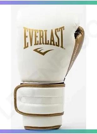 Боксерські рукавиці everlast powerlock 2r training glove білий золотий 12 унцій для боксу унісекс sku_p00003049